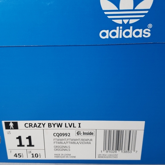 Adidas Boost Crazy BYW LVL 1 White & Purple - Picture 5 of 5